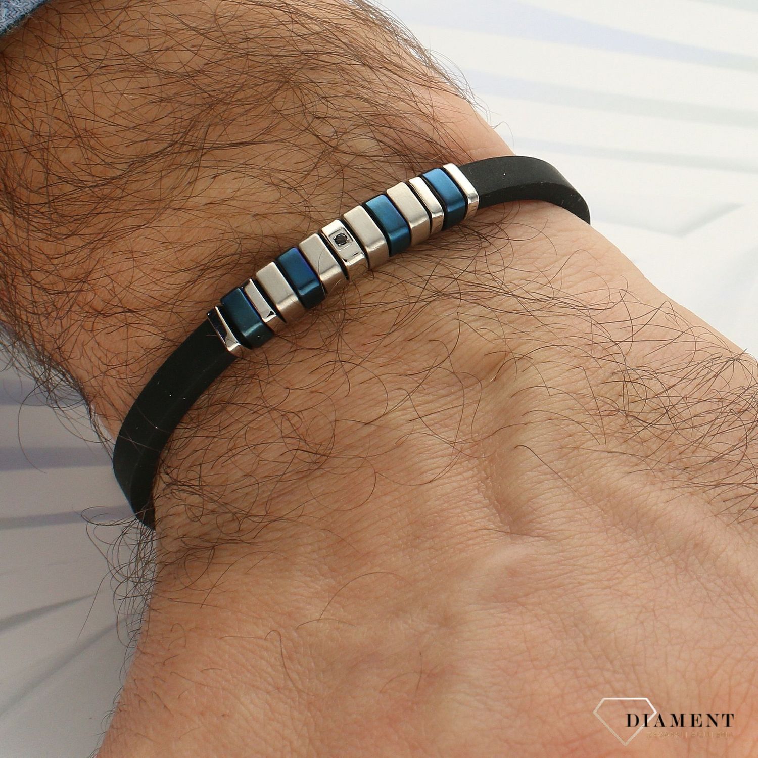 Bransoletka męska Nomination kauczuk z dodatkiem niebieskiego 028805 016✓Biżuteria męska w Sklepie z Biżuterią zegarki-diament.pl✓ Piękne i Eleganckie Bransoletki dla chłopaka.jpg